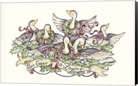 Framed Six Geese A Laying Print