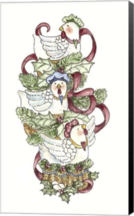 Framed French Hens Stocking Print