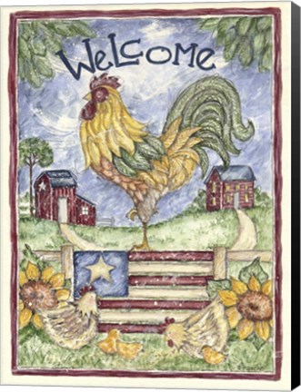Framed Welcome Rooster Print