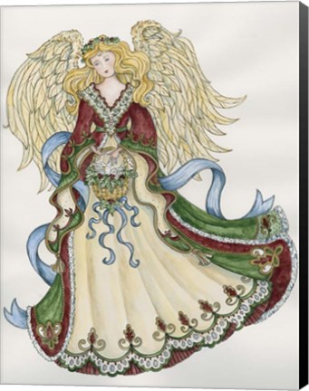 Framed Angel With Basket And Dove Print