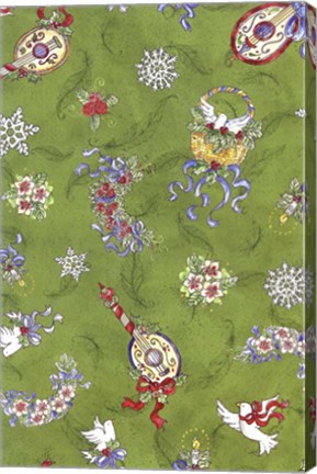 Framed Festive Pattern On Green Print