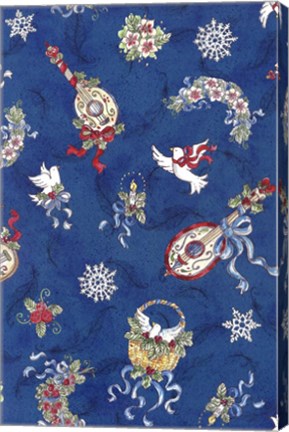 Framed Festive Pattern On Blue Print