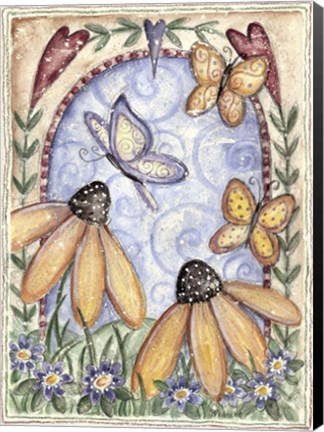Framed Garden Flowers &amp; Butterflies Print
