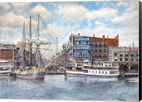Framed Detroit Water Front 1896 Print