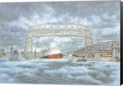 Framed Edmund Fitz Leaving Dock Print