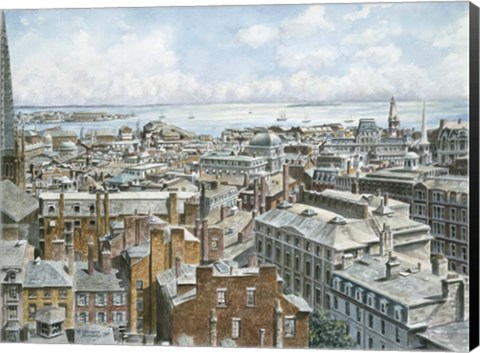 Framed Boston,  East From St. House 1876 Print