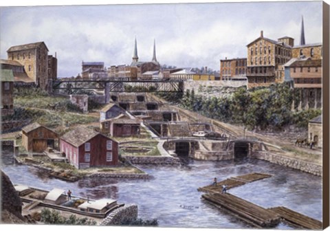 Framed Lockport NY, Lockport 5&#39;s, c.1865 Print