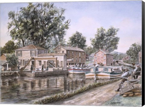 Framed Weigh Locks On Penn Canal Print