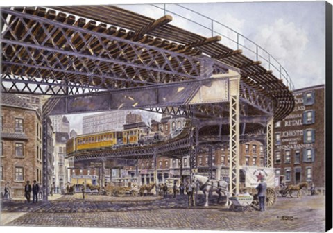 Framed 2Nd Ave. El, c.1896 Print