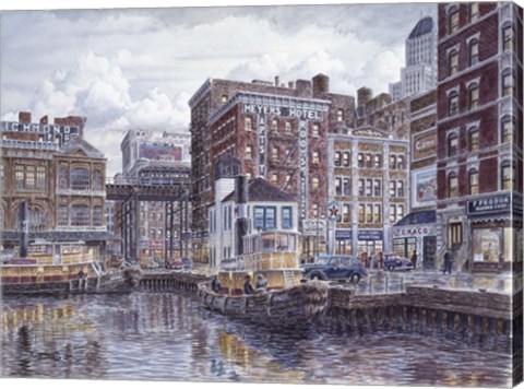 Framed Tugboats And Tenements Print