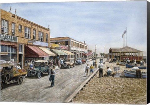 Framed Newport Beach, c.1926 Print