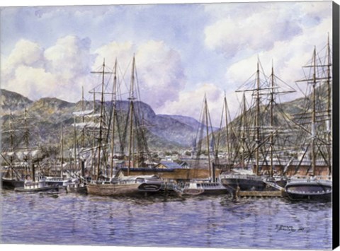 Framed Honolulu Harbor, c.1898 Print