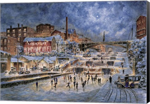 Framed Skating Party, Lockport NY,  c. 1905 Print