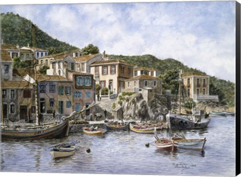 Framed Kokkari Samos, Greece, Fisherman&#39;s Corner Print