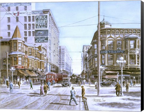 Framed Los Angeles,  5Th And Hill Print