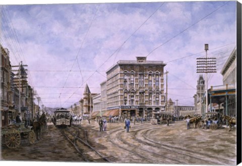 Framed Los Angeles,  Looking South From Main &amp; Spring Print