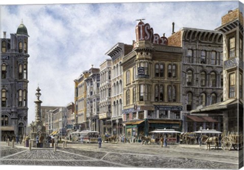 Framed San Francisco,  Latta&#39;s Fountain, Market &amp; Geary Sts. Print