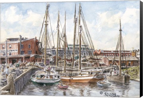 Framed Crowded Dock Print