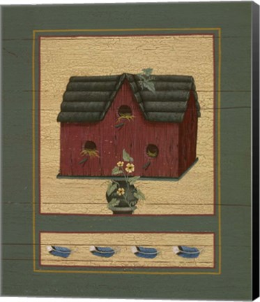 Framed Purple Birdhouse 2 Print