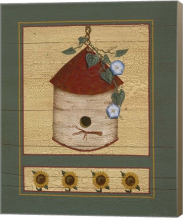 Framed Birch Birdhouse Print