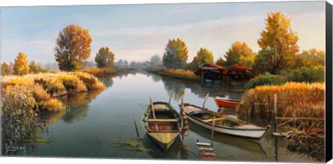 Framed Sul Fiume Boats Print