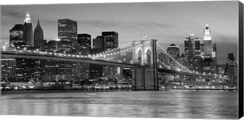 Framed Brooklyn Bridge at Night Print