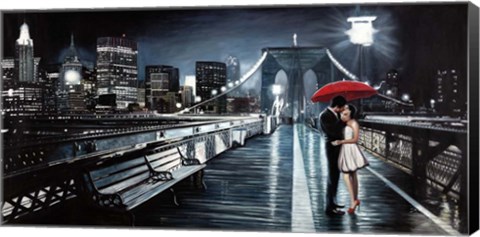 Framed Kissing on Brooklyn Bridge II Print