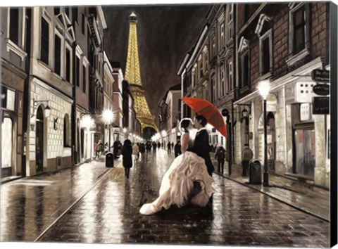 Framed Kissing in Paris Print