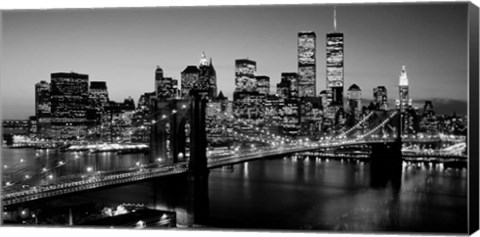 Framed Brooklyn Bridge, NYC BW Pano Print