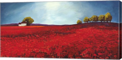 Framed Field of Poppies Print