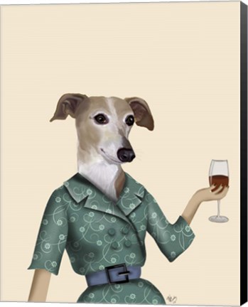 Framed Greyhound Wine Snob Print