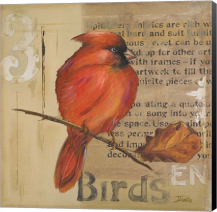 Framed Red Love Birds II Print