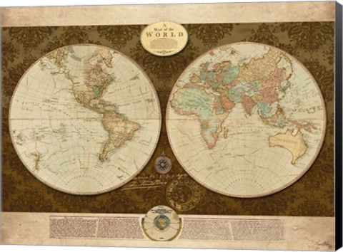 Framed Map of World Print