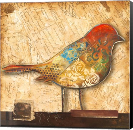 Framed Bird of Collage II Print