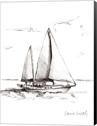 Framed Coastal Boat Sketch II Print