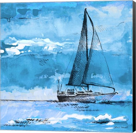 Framed Coastal Boats in Watercolor I Print