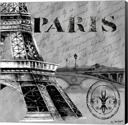 Framed Parisian Wall Black III Print