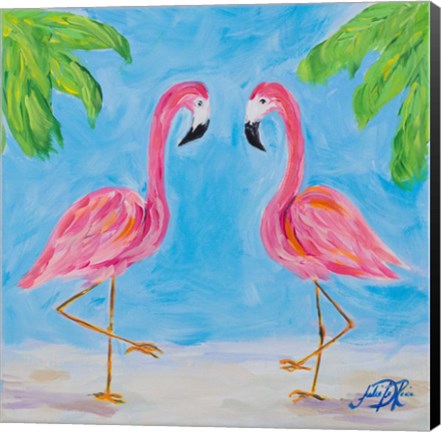 Framed Fancy Flamingos III Print