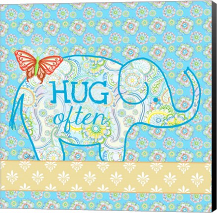 Framed Blue Elephant I - Hug Often Print