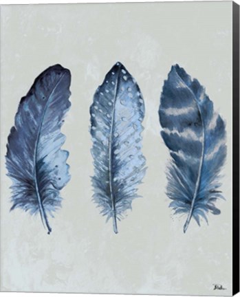 Framed Indigo Blue Feathers I Print