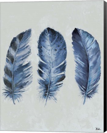 Framed Indigo Blue Feathers II Print