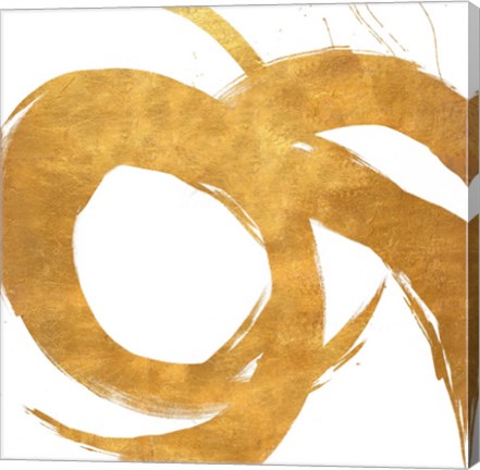 Framed Gold Circular Strokes II Print