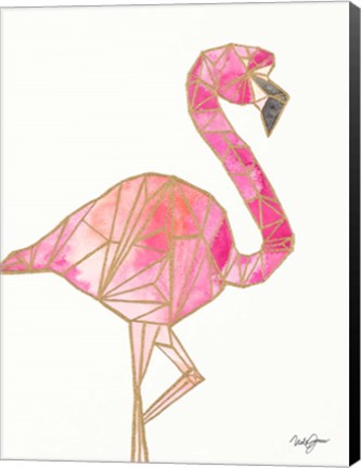 Framed Origami Flamingo Print