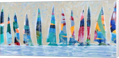 Framed Dozen Colorful Boats Panel Print