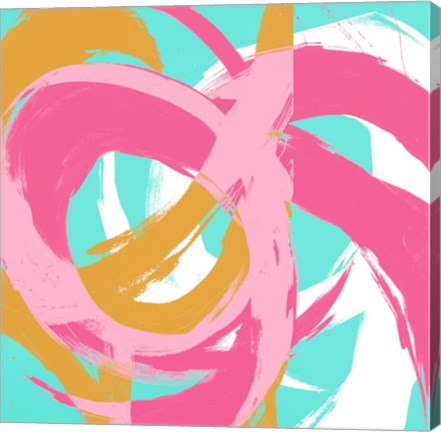 Framed Pink Circular Strokes II Print