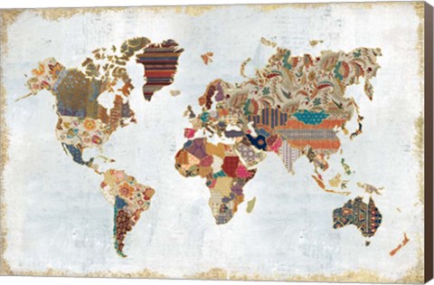 Framed Pattern World Map Print