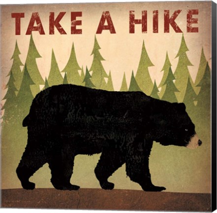 Framed Take a Hike Black Bear Print