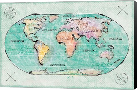 Framed Mapped Shorelines I Blue Print