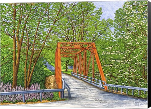 Framed Clarksburg - The Old Bridge In Spring Print