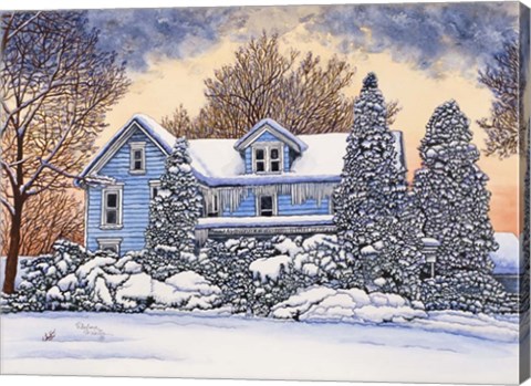 Framed Blue House Print